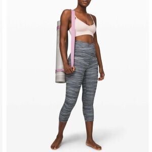 Lululemon Align Crop 21*Cross Waist Mini Space Dye Herringbone Heathered Black 2